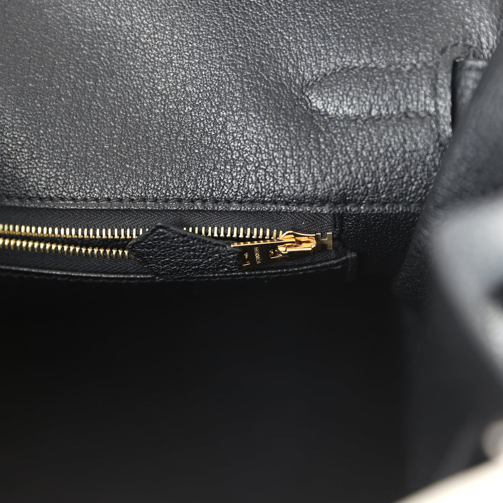Hermès Special Order (HSS) Birkin White and Black Clemence Brushed Gold Hardware