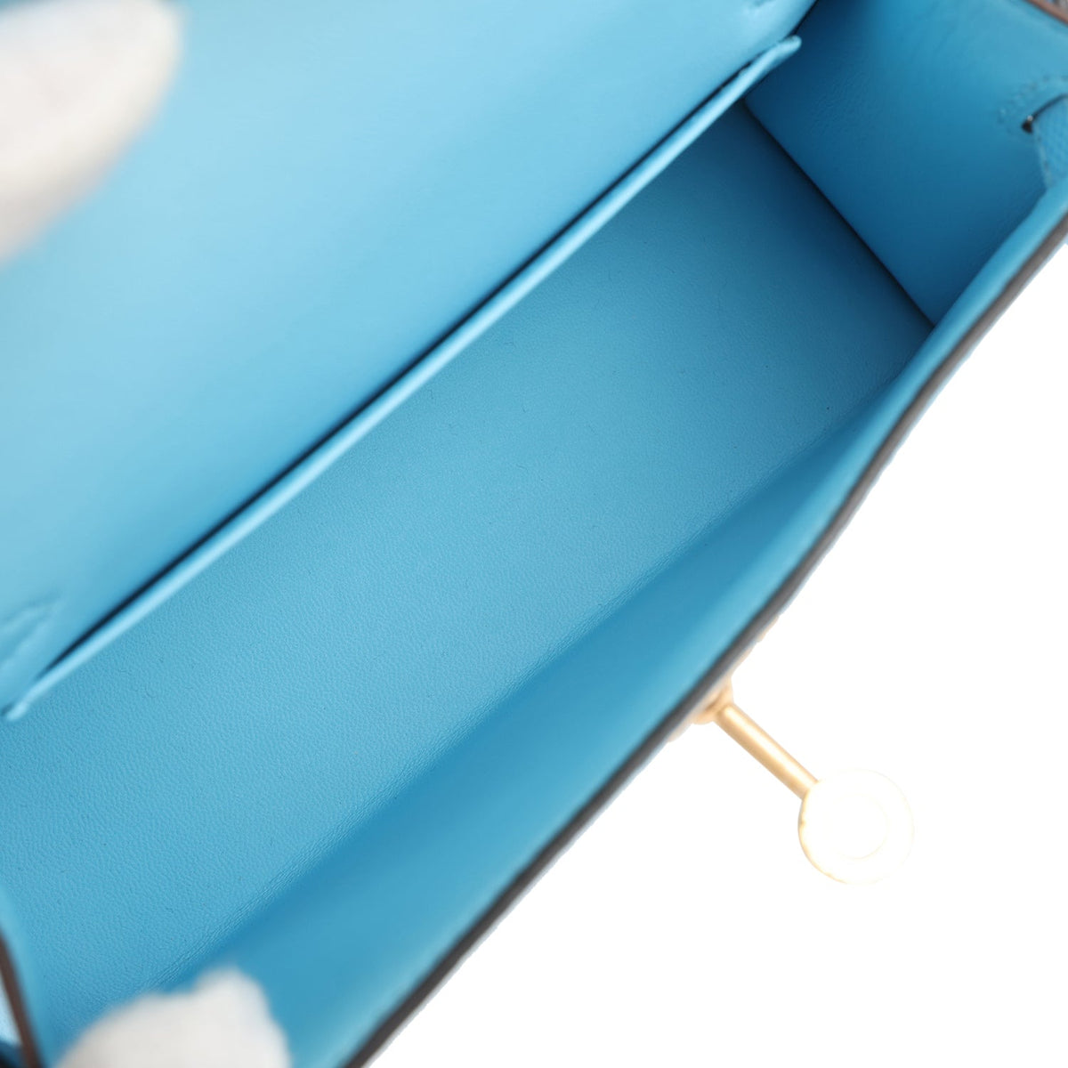 حقيبة كيلي سيلييه 20 سيليست من جلد إبسوم مع قطع معدنية بلون ذهب
