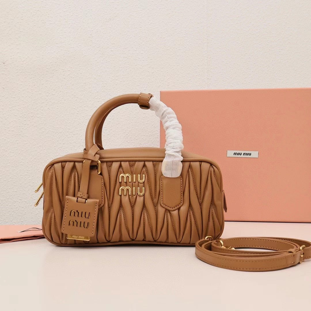 Quilted Leather Handbag with Logo Tag