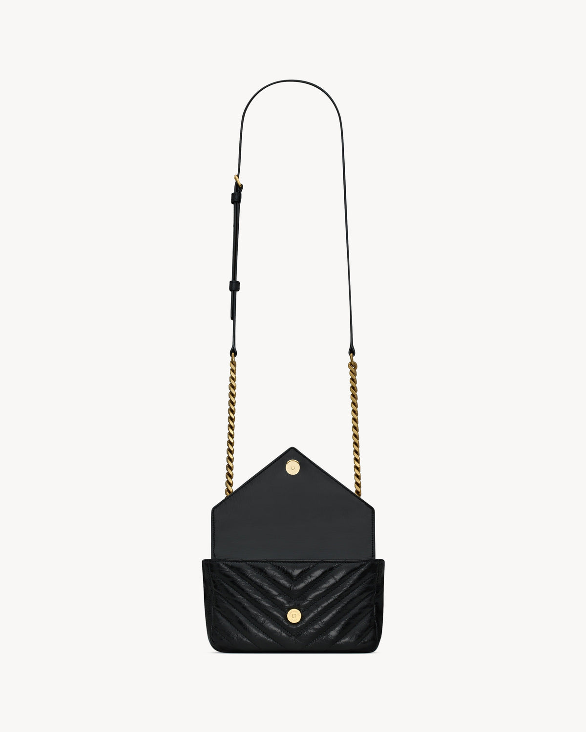 Saint Laurent College Mini Chain Bag In Shiny Crackled Leather