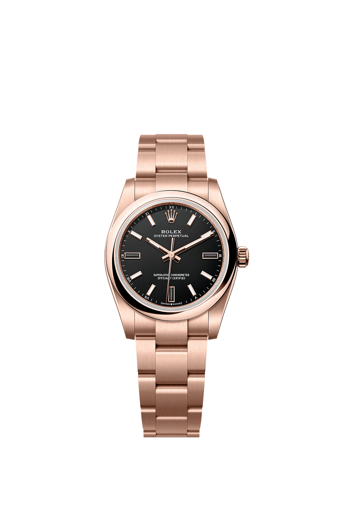 Oyster Perpetual 34 Oyster Chronometer Watch 34mm 18ct Everose Gold Black Dial Oyster Bracelet
