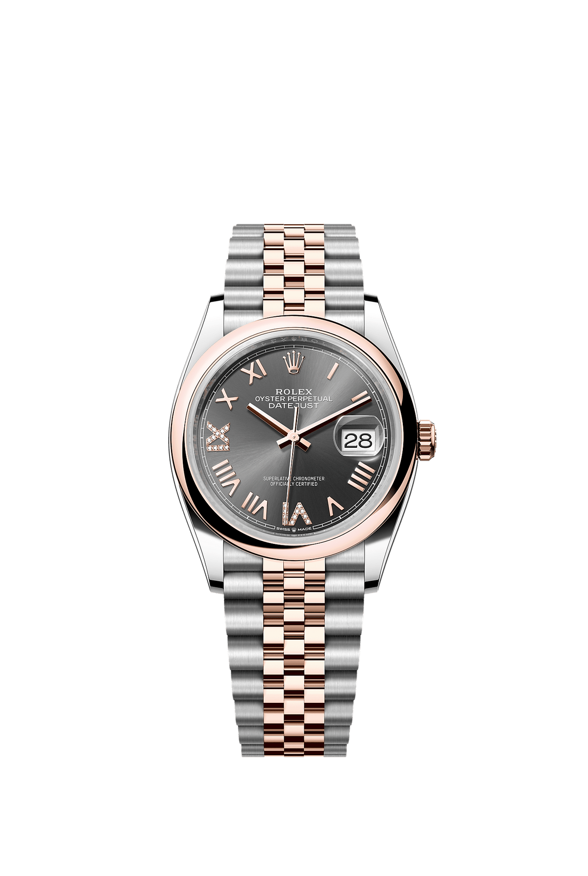 Datejust 36 36mm Oystersteel Everose Gold Slate Diamond Dial Jubilee Bracelet Self-Winding Watch