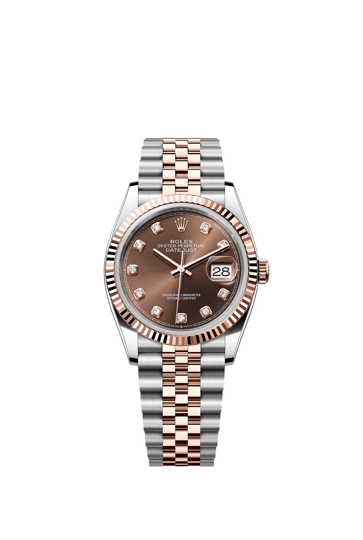 Datejust 36 36mm Oystersteel Everose Gold Chocolate Diamond Dial Jubilee Bracelet Self-Winding Watch