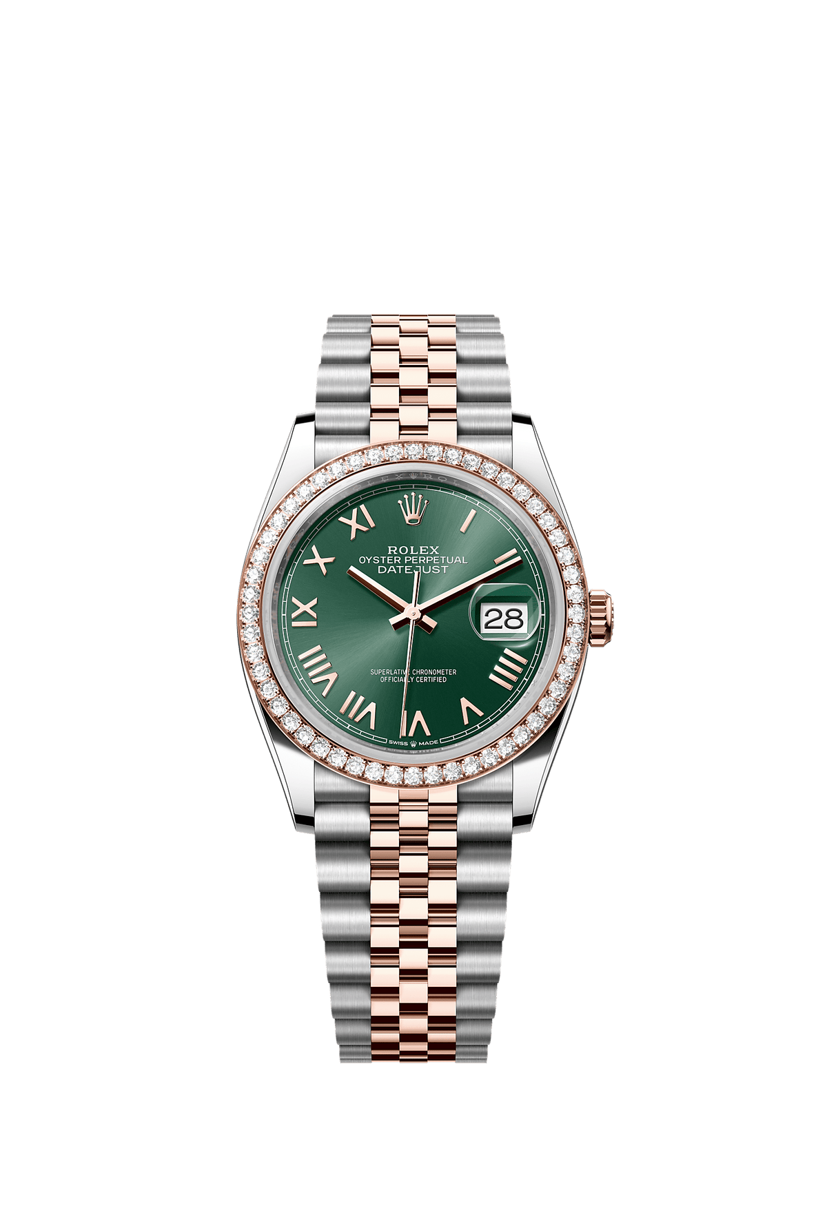 Datejust 36 36mm Oystersteel Everose Gold Mint Green Diamond Dial Jubilee Bracelet Self-Winding Watch