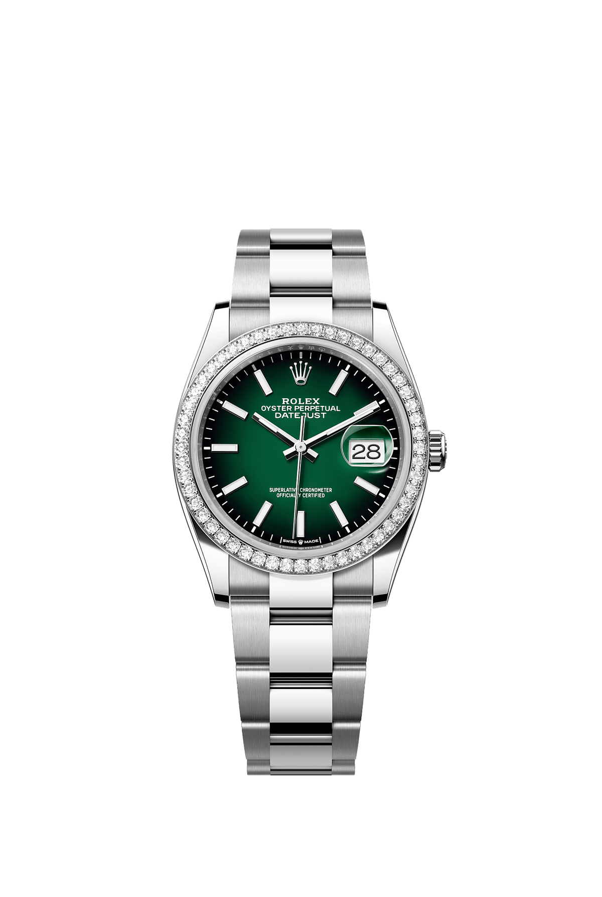Datejust 36 36mm Oystersteel White Gold Green Ombré Diamond Dial Oyster Bracelet Self-Winding Watch
