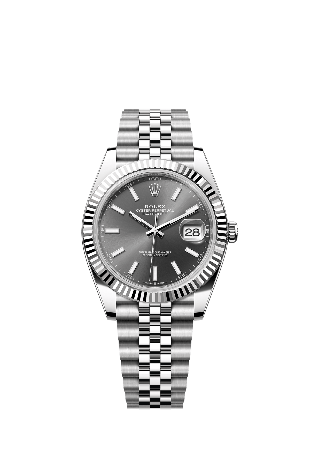 Datejust 41 41mm Oystersteel White Gold Slate Dial Fluted Bezel Jubilee Bracelet Self-Winding Watch