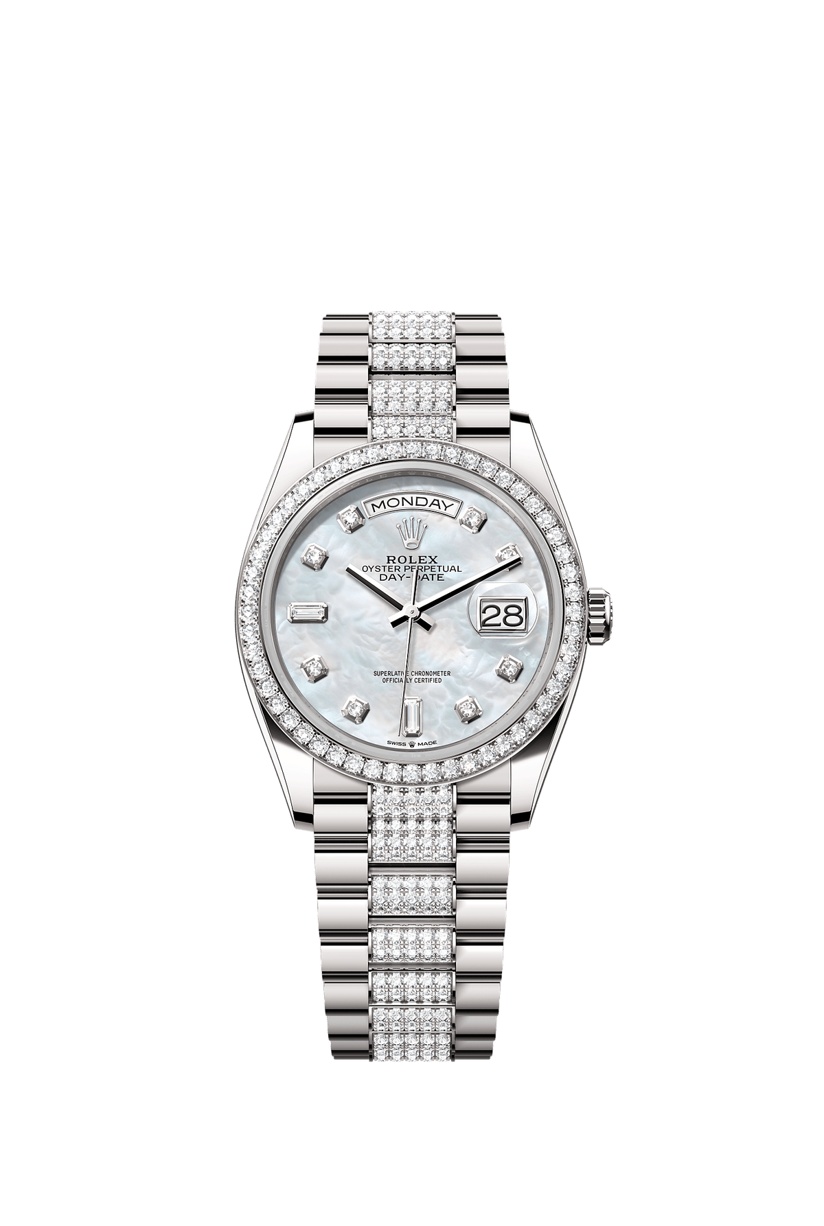 Day-Date 36 Oyster Perpetual Chronometer Watch 36mm 18ct White Gold Diamond-Paved Dial President Bracelet