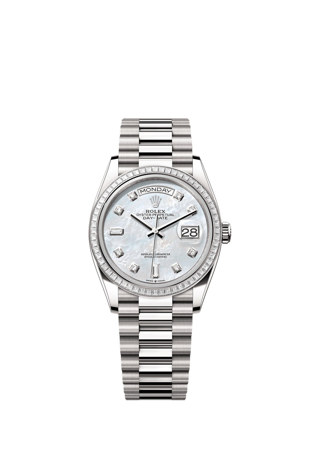 Day-Date 36 Oyster Perpetual Chronometer Watch 36mm 18ct White Gold Diamond Mother-of-Pearl Dial President Bracelet