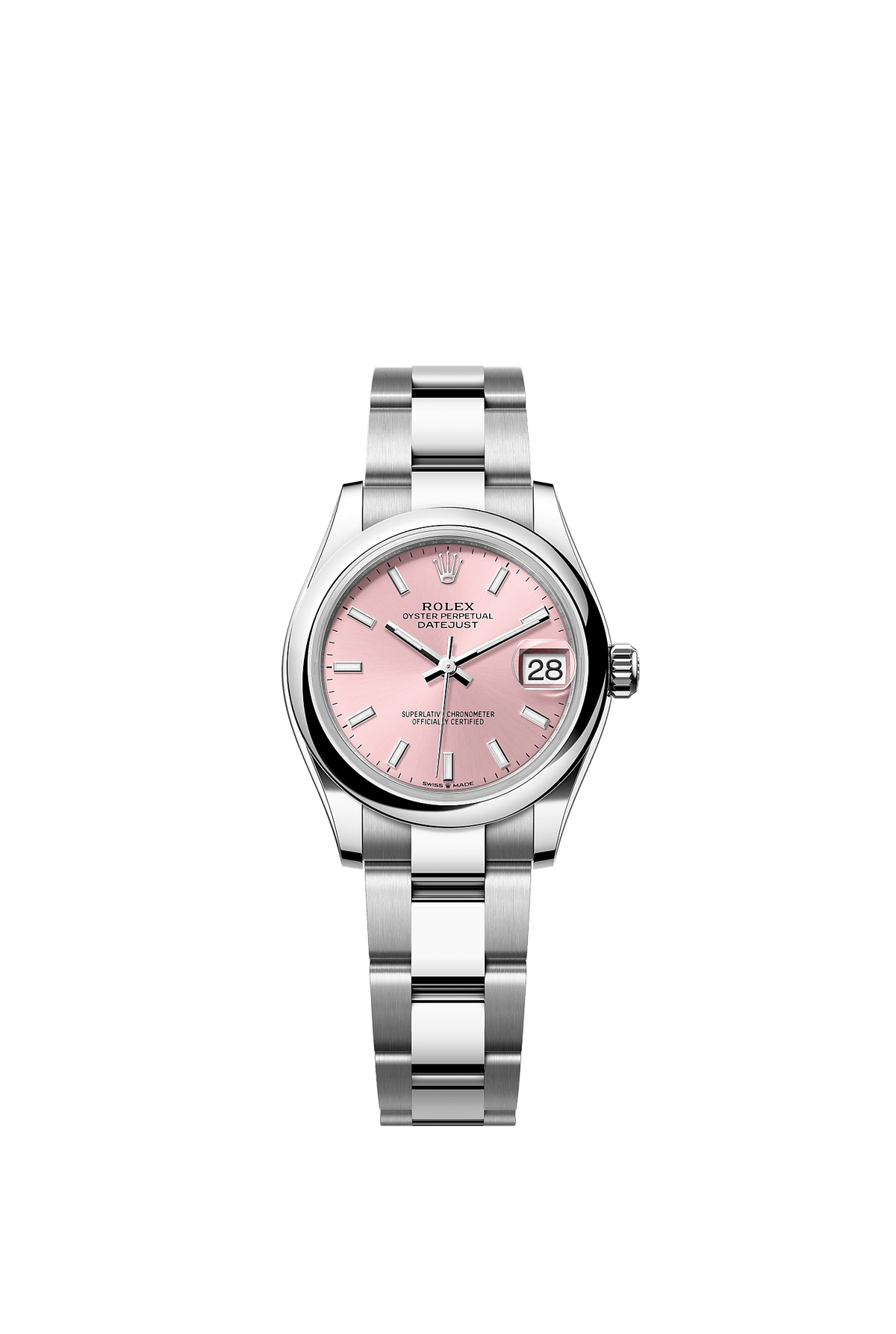 ساعة Datejust 31 بقطر 31 مم من الفولاذ Oystersteel، ميناء وردي وسوار Oyster، ذاتية التعبئة