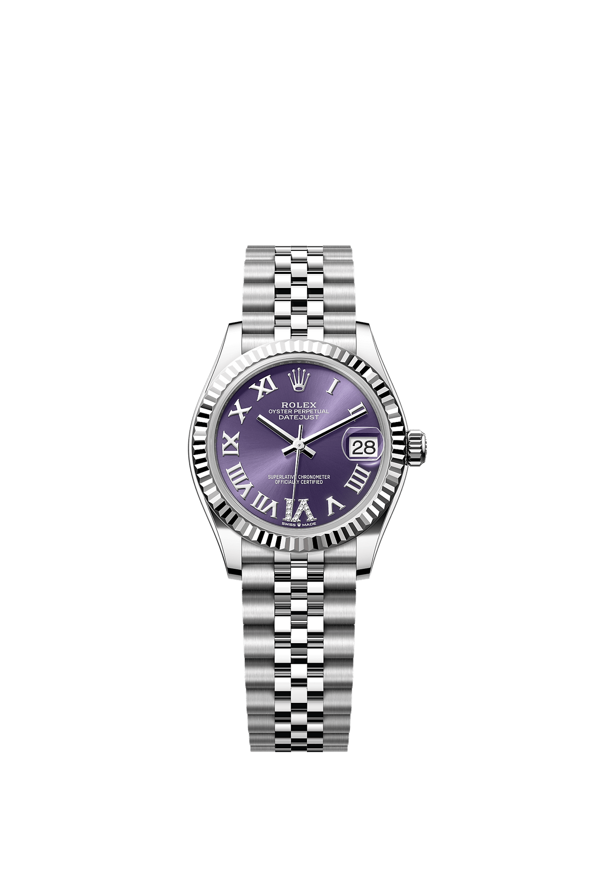 Datejust 31 Oystersteel White Gold Aubergine Diamond Dial Jubilee Bracelet 31mm Self-Winding Watch