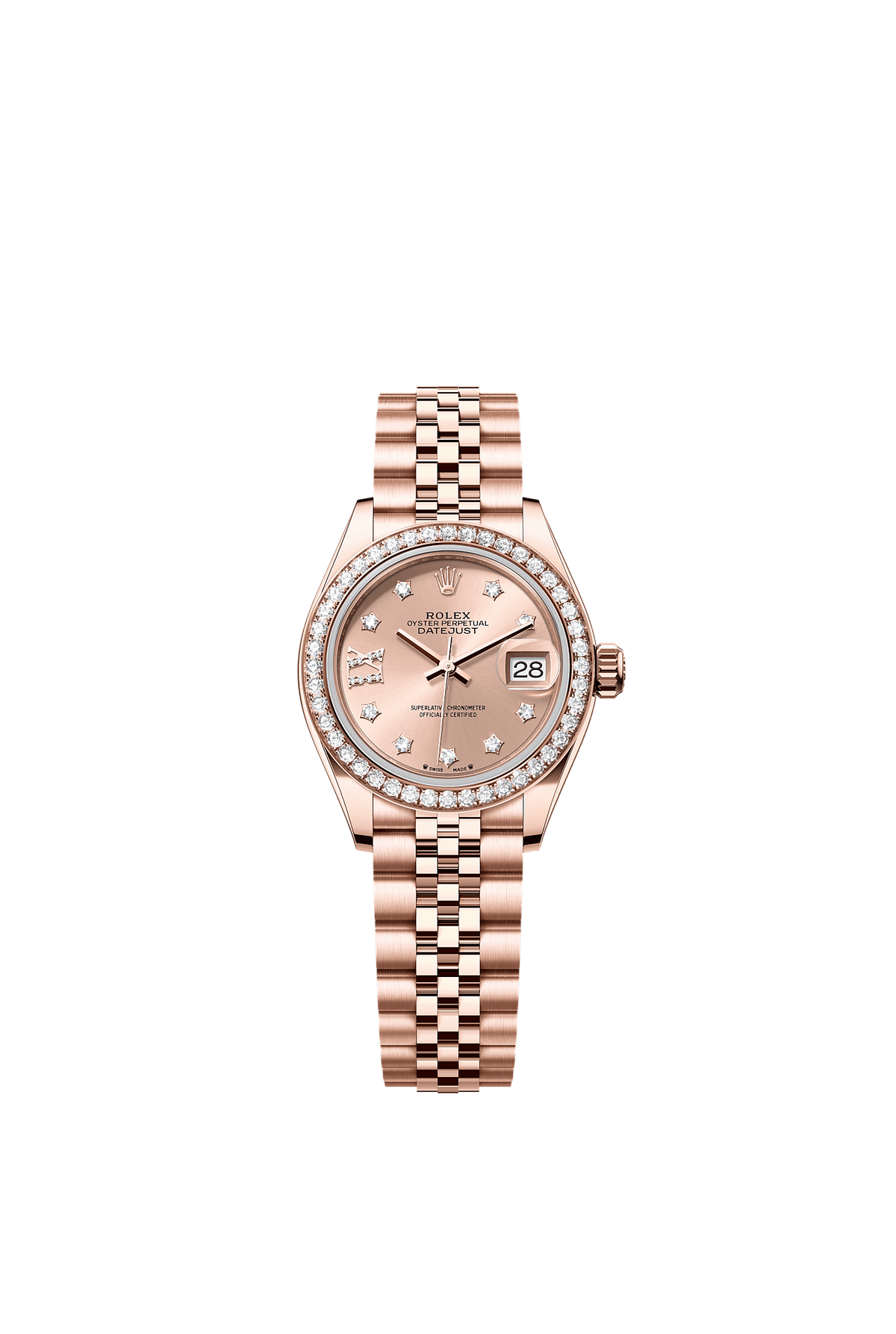 Lady-Datejust Oyster Chronometer Watch 28mm 18ct Everose Gold Chocolate Diamond Dial Jubilee Bracelet