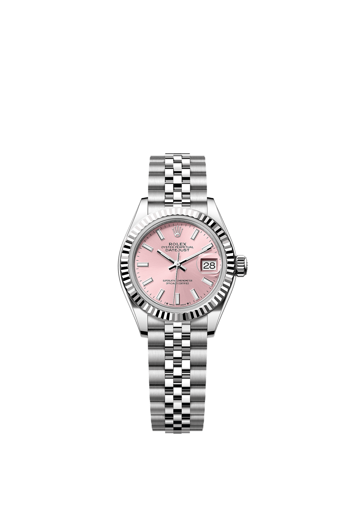 Lady-Datejust 28 Oystersteel White Gold Pink Dial Jubilee Bracelet 28mm Self-Winding Watch