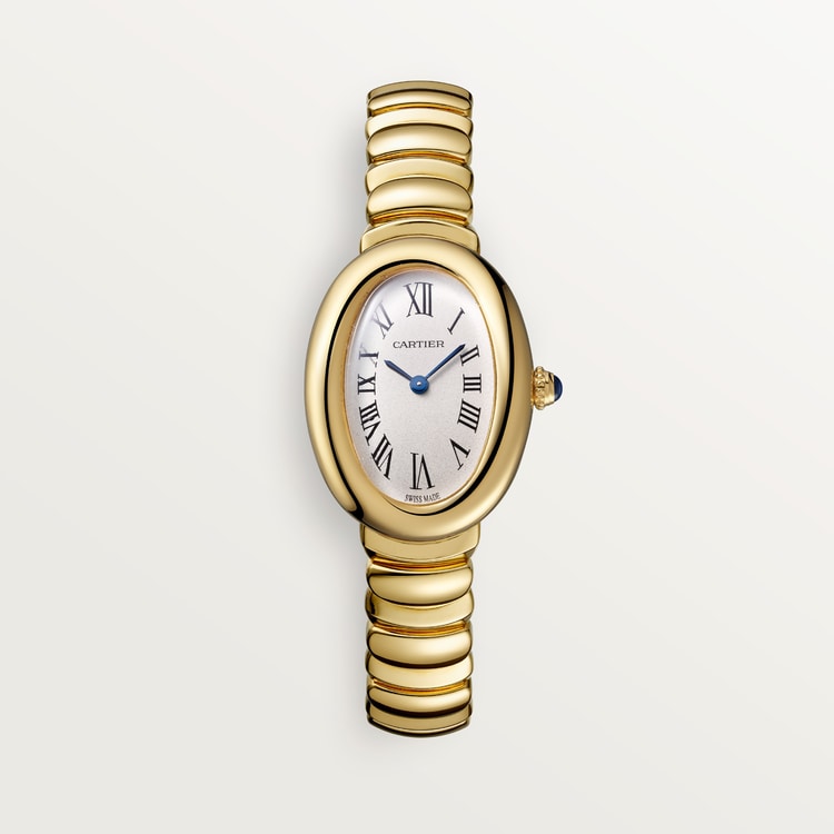 Baignoire Mini 18K Yellow Gold Silvered Dial Yellow Gold Bracelet Watch
