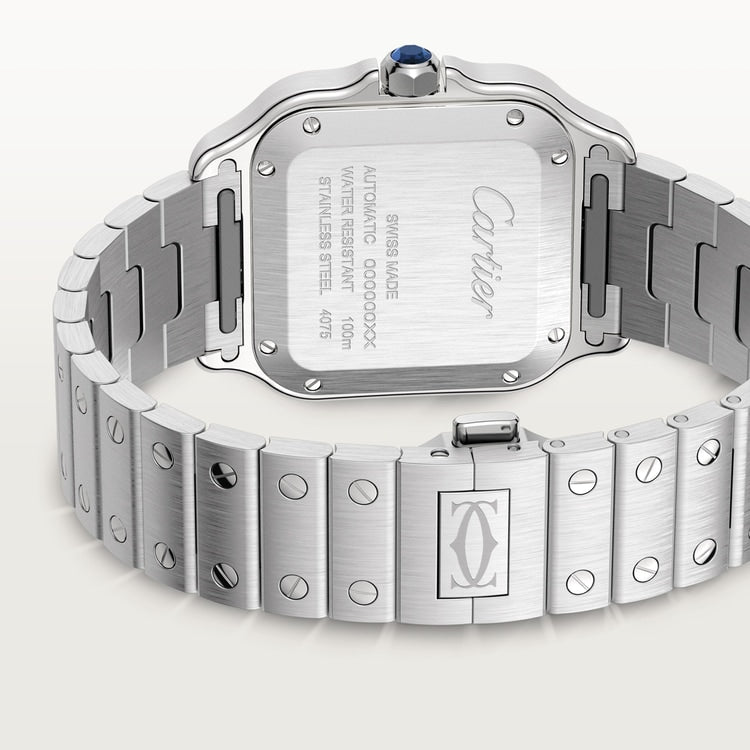 Santos de Cartier Medium 35.1mm Steel Diamond Sunray Dial Steel Bracelet Self-Winding Watch