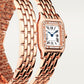 Panthère Small 30.3mm x 22.0mm Rose Gold Diamond Bezel Diamond Crown Silvered Dial Rose Gold Bracelet Quartz Watch
