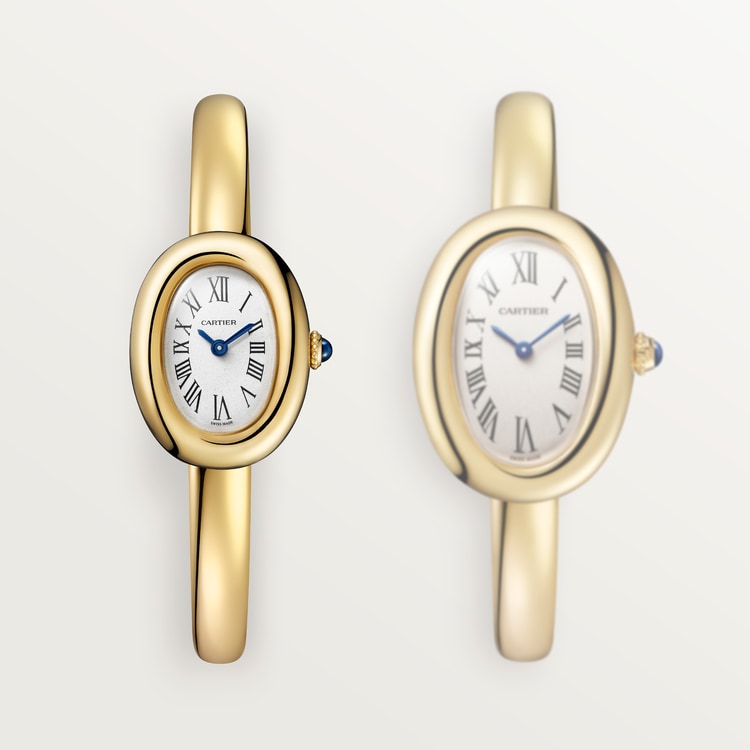 Baignoire Mini 18K Yellow Gold Silvered Dial Yellow Gold Bracelet Watch