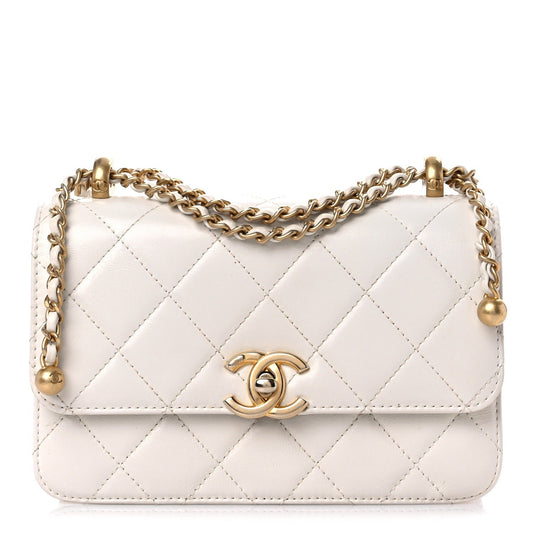 Calfskin Quilted Mini Perfect Fit Flap White