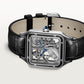 Santos-Dumont Skeleton 43.5mm x 31.4mm Steel Black Lacquer Gray Alligator Strap Self-Winding Watch