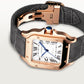 Santos de Cartier Medium 35.1mm Rose Gold Blue Crown Silver Dial Alligator Strap Self-Winding Watch