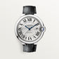 Ballon Bleu 42mm Steel Automatic Silver Guilloché Dial Alligator Strap Watch