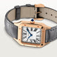 Santos-Dumont Large 43.5mm x 31.4mm Rose Gold Silver Satin-Finish Dial Gray Alligator Strap Quartz Watch