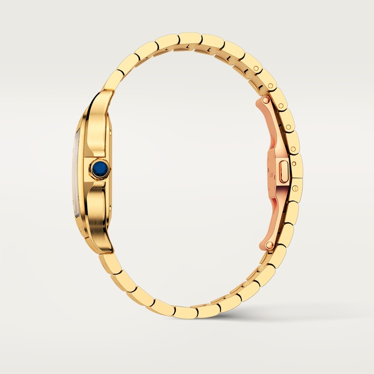 Santos de Cartier Medium 35.1mm Yellow Gold Blue Crown Silvered Opaline Dial Yellow Gold Bracelet Self-Winding Watch