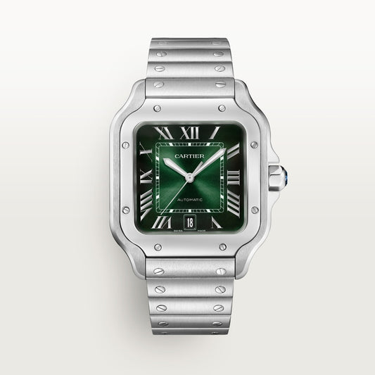 Santos de Cartier Large 39.8mm Steel Green Dial Steel Bracelet Self-Winding Watch