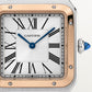 Santos-Dumont Large 43.5mm x 31.4mm Steel Rose Gold Bezel Silvered Satin-Finish Dial Black Alligator Strap Quartz Watch