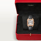 Santos-Dumont Small 38mm x 27.5mm Rose Gold Blue Crown Silver Sunray Dial Gray Alligator Leather Strap Quartz Watch
