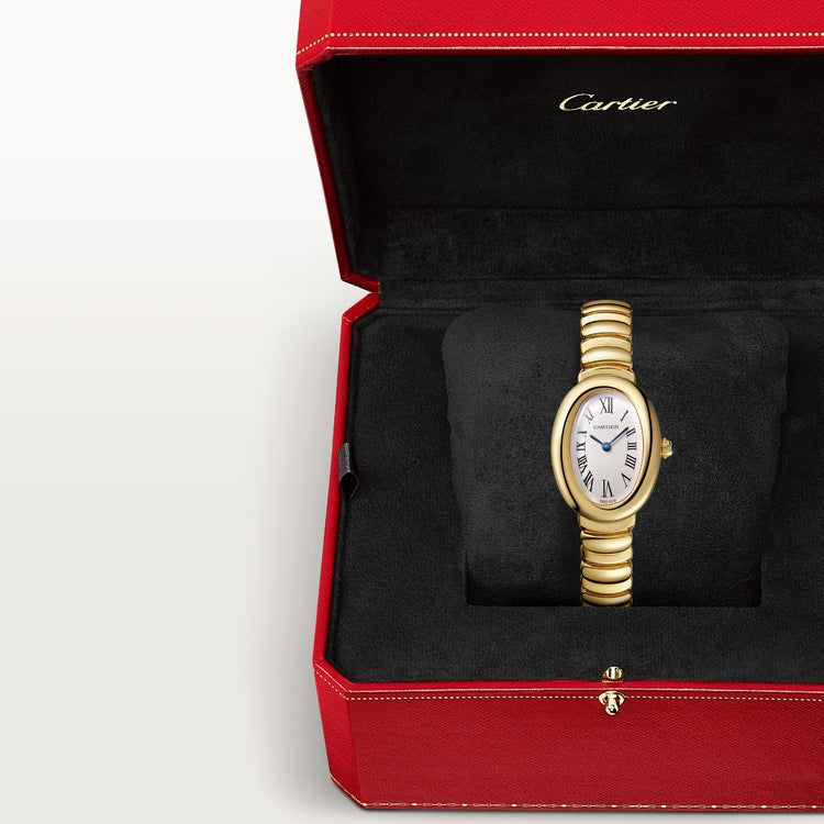 Baignoire Mini 18K Yellow Gold Silvered Dial Yellow Gold Bracelet Watch