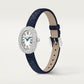 Baignoire Mini 18K White Gold Diamond Silvered Dial Navy Blue Patent Leather Strap Watch
