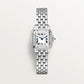 ساعة Panthère de Cartier ميني، 25 مم × 19 مم، من الفولاذ، تاج أزرق، ميناء فضي، سوار من الفولاذ، حركة كوارتز