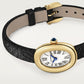 Baignoire Mini 18K Yellow Gold Silvered Dial Black Patent Leather Strap Watch