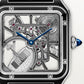 Santos-Dumont Skeleton 43.5mm x 31.4mm Steel Black Lacquer Gray Alligator Strap Self-Winding Watch