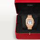 Santos Large 39.8mm Rose Gold Blue Crown Silvered Opaline Dial Rose Gold Bracelet Self-Winding Watch