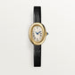 Baignoire Mini 18K Yellow Gold Silvered Dial Black Patent Leather Strap Watch