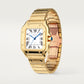 Santos de Cartier Medium 35.1mm Yellow Gold Blue Crown Silvered Opaline Dial Yellow Gold Bracelet Self-Winding Watch