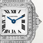 ساعة Panthère de Cartier ميني مقاس 25.1 مم × 18.5 مم، من الذهب الأبيض، إطار مرصع بالألماس، تاج مرصع بالألماس، ميناء فضي، سوار من الذهب الأبيض، حركة كوارتز.