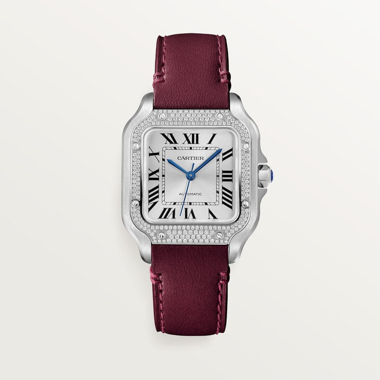 Santos de Cartier Medium 35.1mm Steel Diamond Sunray Dial Steel Bracelet Self-Winding Watch