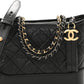 Aged Calfskin Quilted Small Gabrielle Hobo Black