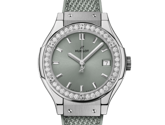 Classic Fusion Titanium Sage Green Diamonds 33 mm