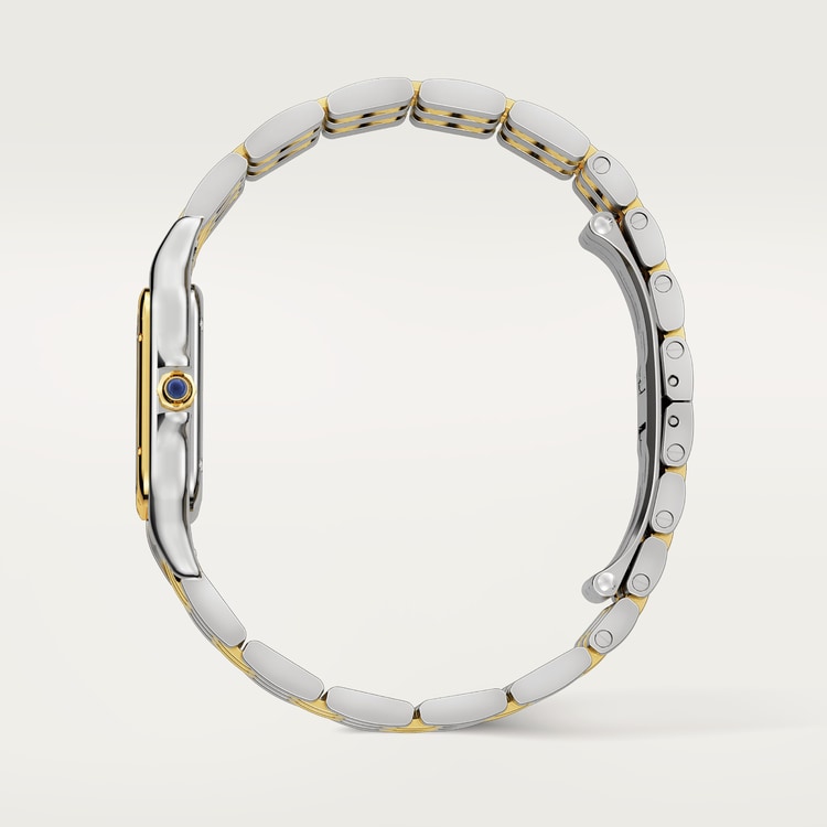 Panthère Medium 29mm x 37mm Yellow Gold Steel Blue Crown Silvered Dial Yellow Gold Steel Bracelet Quartz Watch