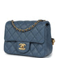 حقيبة Pearl Crush Mini Square Flap باللون الأزرق من جلد الحمل مع قطع معدنية بلون ذهب عتيق