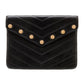 Lambskin Chevron CC Button Flap Clutch