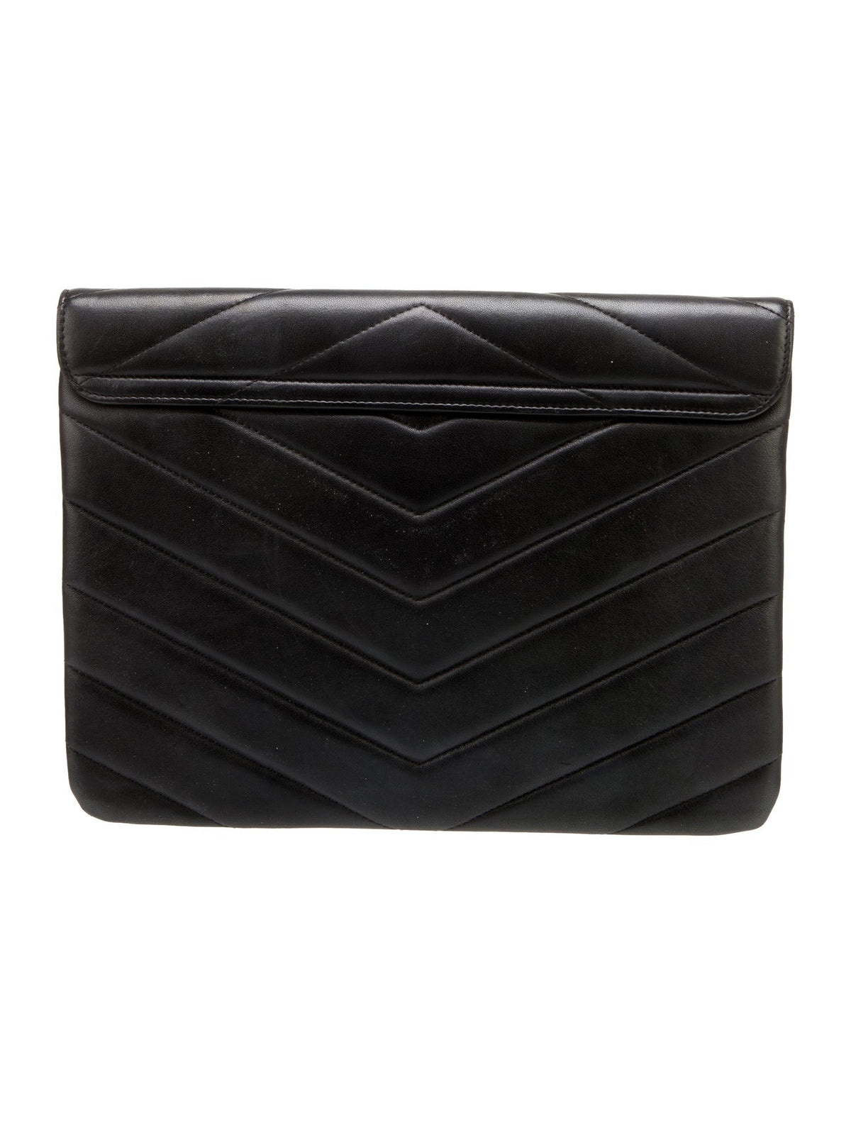 Lambskin Chevron CC Button Flap Clutch