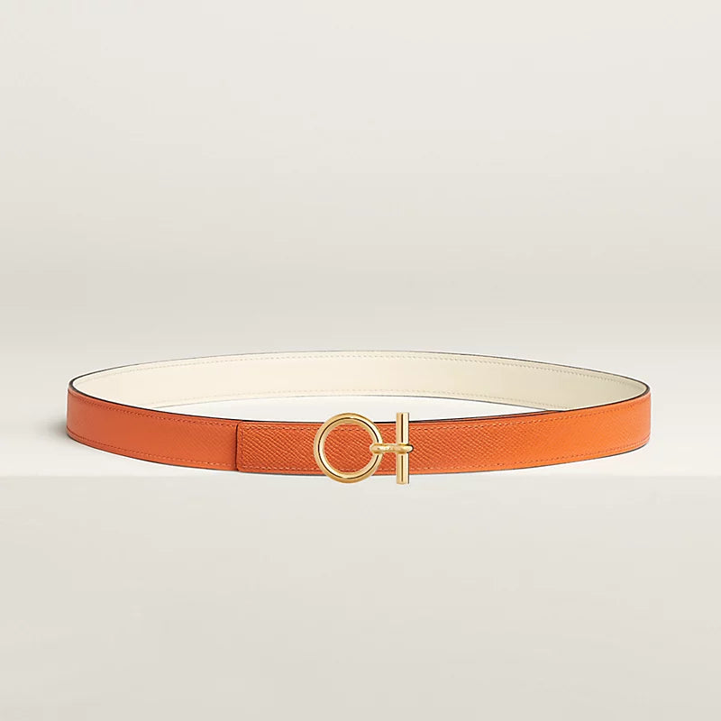 مشبك حزام فلوت وحزام جلدي قابل للعكس من Hermès Sur Mer مقاس 24 ملم