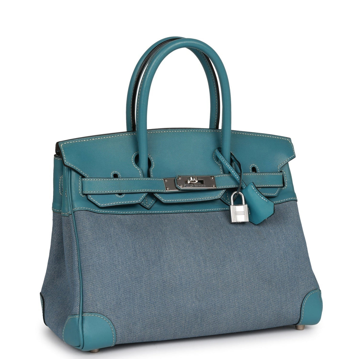 Vintage Hermès Birkin 30 Blue Jean Gulliver and Denim Palladium Hardware