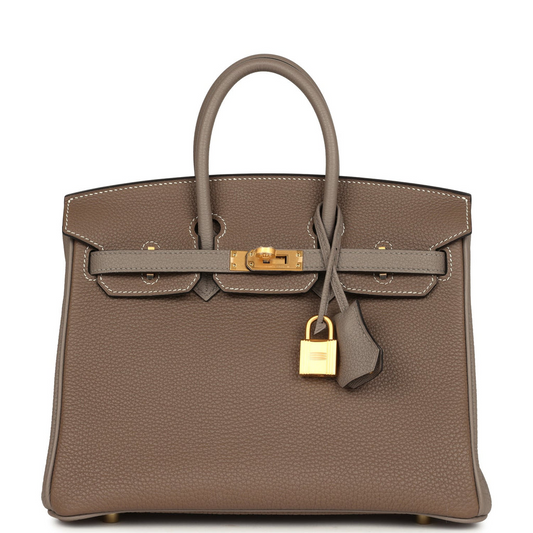 Hermès Special Order (HSS) Birkin 25 Etoupe and Etain Togo Brushed Gold Hardware