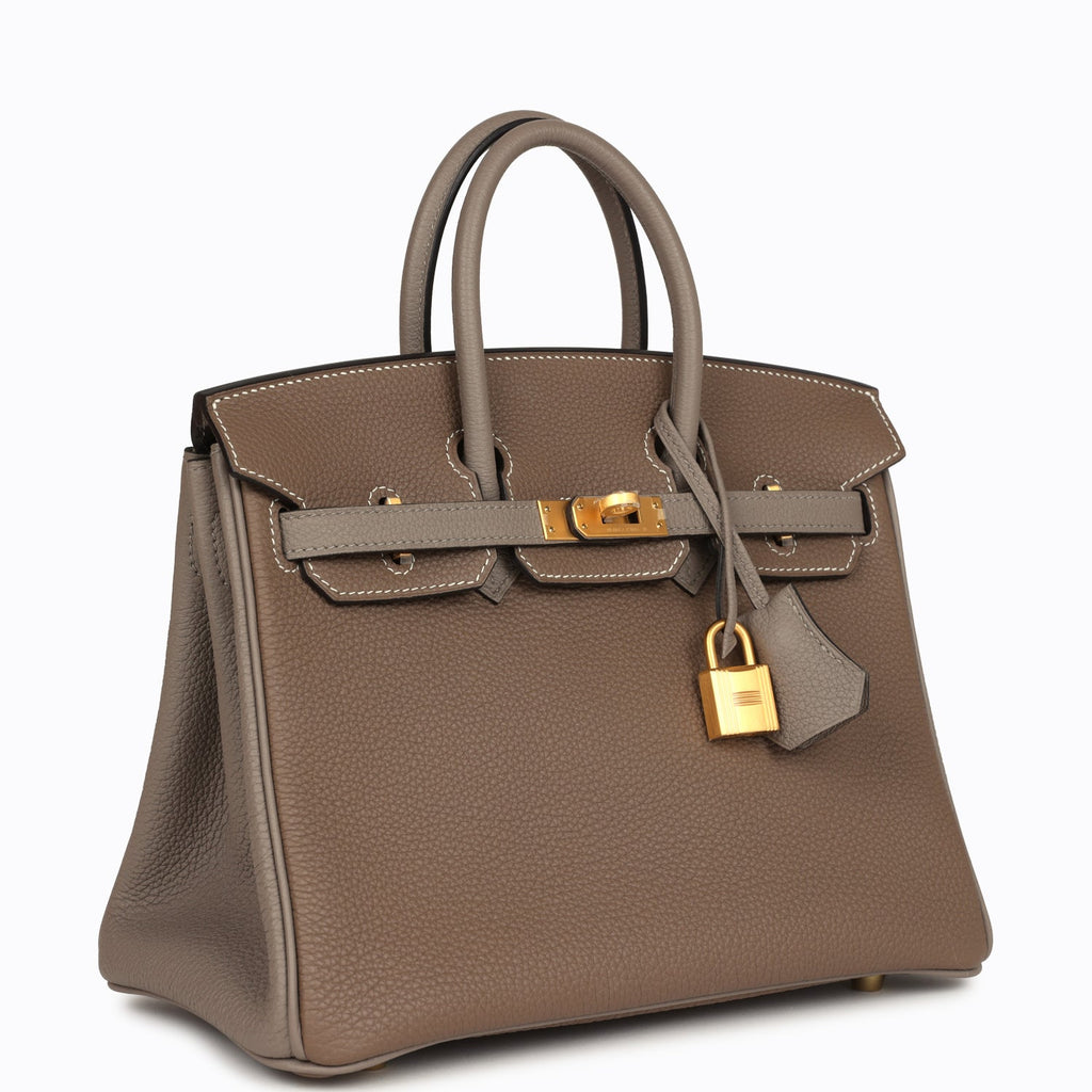 Hermès Special Order (HSS) Birkin 25 Etoupe and Etain Togo Brushed Gold Hardware