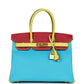 Hermès Special Order (HSS) Tri-color Birkin Bleu Aztec, Soufre and Rouge Vif Chevre Brushed Gold Hardware